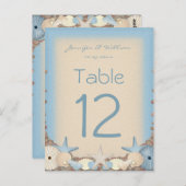 Trouwtafel nummer Tropical Beach Shells Briefkaart (Voorkant / Achterkant)
