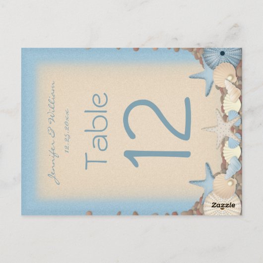 Trouwtafel nummer Tropical Beach Shells Briefkaart (Achterkant)