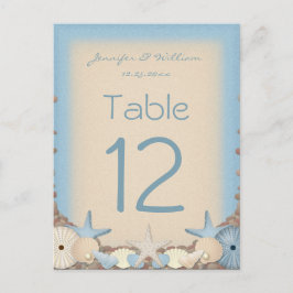 Trouwtafel nummer Tropical Beach Shells Briefkaart