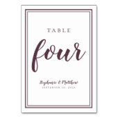 Trouwtafel Nummer Vier Eenvoudig Modern Paars Kaart (Achterkant)