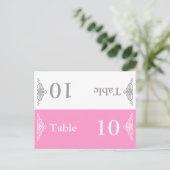 Trouwtafel Nummer Vouwen Briefkaart Grijs Roze (Staand voorkant)