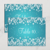 Trouwtafel nummer Winter Sparkle Blue Briefkaart (Voorkant / Achterkant)