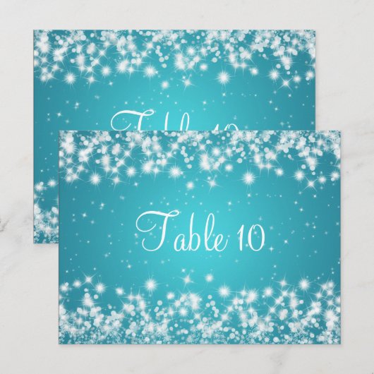 Trouwtafel nummer Winter Sparkle Blue Briefkaart (Voorkant / Achterkant)