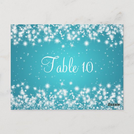 Trouwtafel nummer Winter Sparkle Blue Briefkaart (Achterkant)