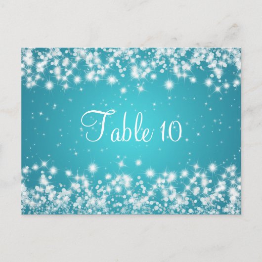 Trouwtafel nummer Winter Sparkle Blue Briefkaart (Voorkant)