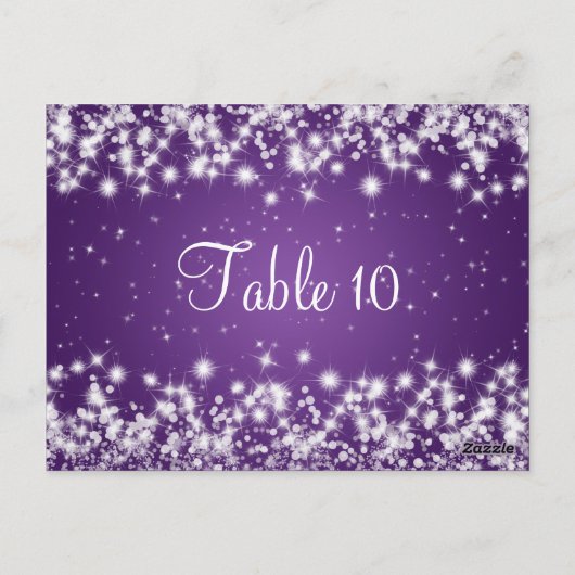 Trouwtafel nummer Winter Sparkle Paarse Briefkaart (Achterkant)