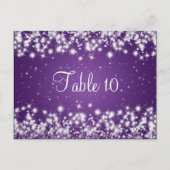 Trouwtafel nummer Winter Sparkle Paarse Briefkaart (Voorkant)