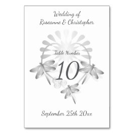 Trouwtafel Nummer Zilveren Dragonflies Hart Kaart