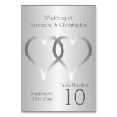 Trouwtafel nummer Zilveren Harten Kaart (Voorkant)