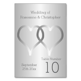 Trouwtafel nummer Zilveren Harten Kaart