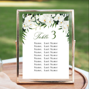 Trouwtafel nummer zitplaats kaartjes orchideeën kaart