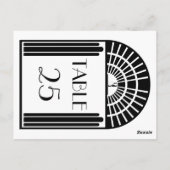 Trouwtafel Nummer Zwart & Wit Art Deco Stijl Briefkaart (Achterkant)