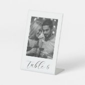 Trouwtafel nummer zwart-wit foto reclamebord met voetstuk (Voorkant)