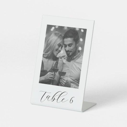 Trouwtafel nummer zwart-wit foto reclamebord met voetstuk (Voorkant)