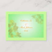 trouwtafel-nummerkaart, gele tulpbloemen plaatskaartje (Achterkant)