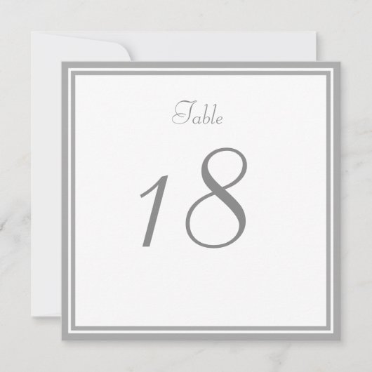 Trouwtafel nummerkaart in lichtgrijs kaart (Voorkant)