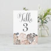 Trouwtafel nummerkarten met vintage rozen kaart (Staand voorkant)