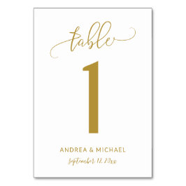 Trouwtafel nummers | Bounce Script (Goud) 1 Kaart