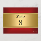 Trouwtafel Nummers Gold Red Briefkaart (Achterkant)