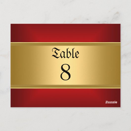 Trouwtafel Nummers Gold Red Briefkaart (Achterkant)