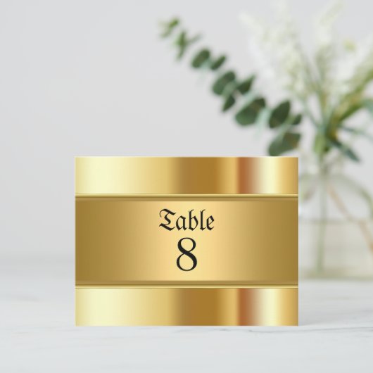Trouwtafel nummers goud briefkaart (Staand voorkant)