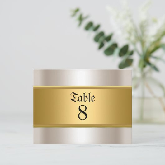 Trouwtafel Nummers Goud Sepia Briefkaart (Staand voorkant)