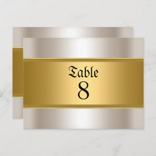 Trouwtafel Nummers Goud Sepia Briefkaart (Voorkant / Achterkant)