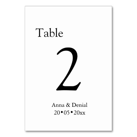 Trouwtafel nummers kaarten zwart wit (Voorkant)