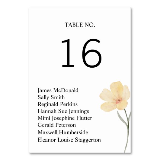 Trouwtafel plaatsing Kaart (Achterkant)