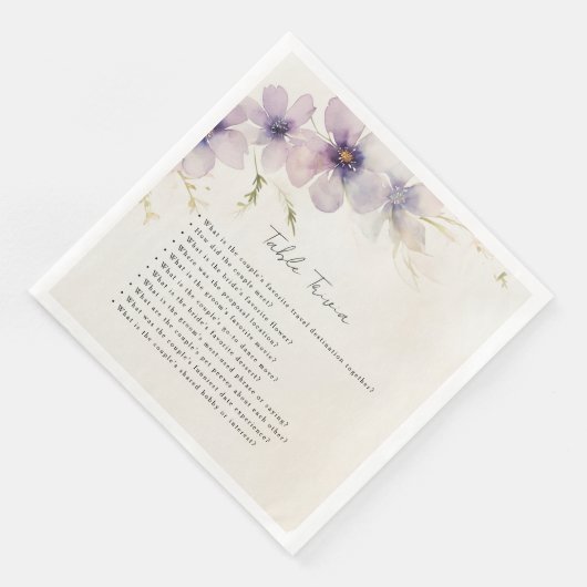 Trouwtafel trivia blauwe kosmos bloemen servet (Hoek)