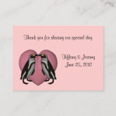 Trouwtafel van kussende pinguïns plaatskaartje (Achterkant)