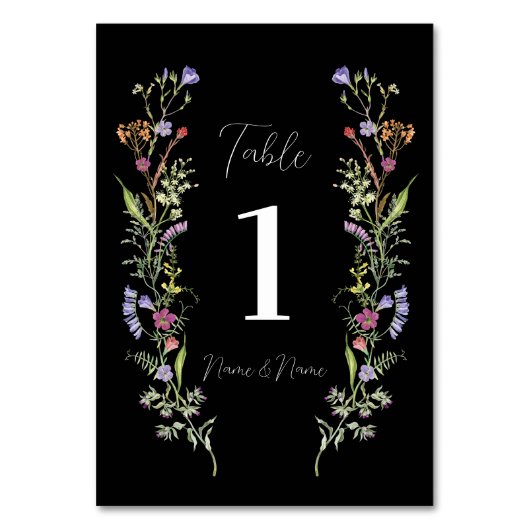 Trouwtafel Wildflowers Floral Ditsy Dark Kaart (Voorkant)