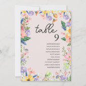 Trouwtafel zitplaatskaartkaart met wilde bloemen l kaart (Voorkant)