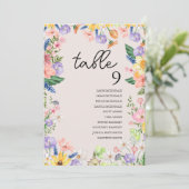 Trouwtafel zitplaatskaartkaart met wilde bloemen l kaart (Staand voorkant)