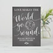 Trouwtafelbord Wereldbol voor Gast Kaart (Staand voorkant)