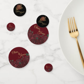 Trouwtafelconfetti bordeauxroze goud folie confetti
