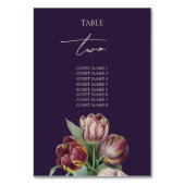 Trouwtafelkaart met paarse tulpen kaart (Achterkant)