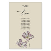 Trouwtafelkaart met paarse tulpen kaart (Voorkant)