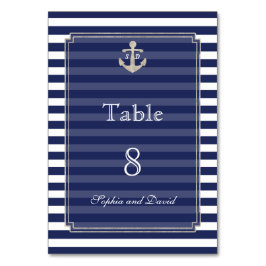 Trouwtafelkaart Nautical Navy Strepen Zilver Kaart