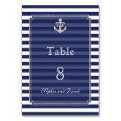 Trouwtafelkaart Nautical Navy Strepen Zilver Kaart (Voorkant)