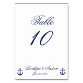 Trouwtafelkaartjes in marineblauw maritiem thema kaart (Voorkant)