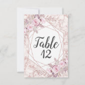 Trouwtafelkaartjes met Blush Marmer Geometrisch Fr Kaart (Achterkant)