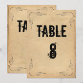 Trouwtafelnummer van bruin papier met grunge look kaart (Voorkant / Achterkant)