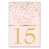 Trouwtafelnummers | Blush Pink Gold Confetti Kaart (Voorkant)