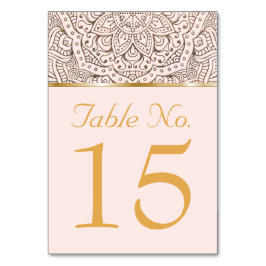 Trouwtafelnummers | Boho Floral Mandala Gold Kaart
