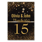 Trouwtafelnummers | Elegante gouden glitter sterre Kaart (Voorkant)