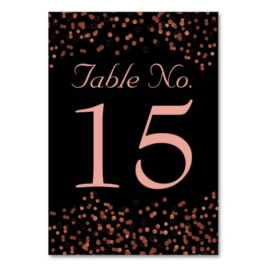 Trouwtafelnummers | Roos Gouden Confetti Stippen Kaart (Achterkant)