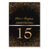 Trouwtafelnummers | Zwart Elegant Goud Glitter Kaart (Achterkant)