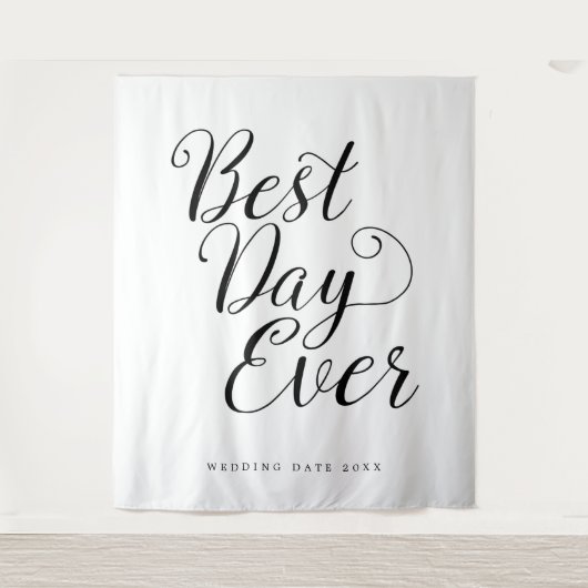 Trouwtapijt 'Beste Dag Ooit' Aangepaste Achtergron Wandkleed (Voorkant)