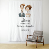 Trouwtapijt Quirky paar Waterverf bruid Wandkleed (In situ)